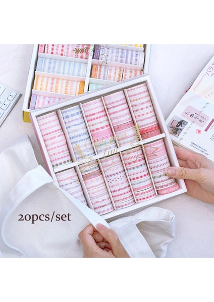 7-10 Adet Tarzı Adet Yapışkan Bantlar Çıkartmalar Dekoratif Kırtasiye Bantları Siyah Folyolu Washi Bant Japon Kağıt Dıy Planlayıcısı Maskeleme Bandı (Yurt Dışından)