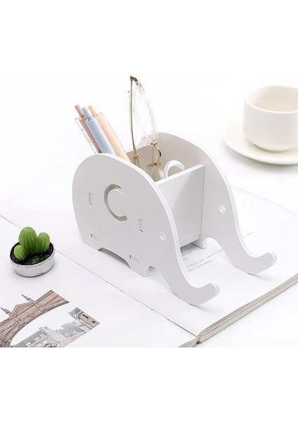Beyaz Stil Fil Masa Kalemlik Organizatör Kalem Kutusu Kalemler Için Standı Ofis Aksesuarları Cep Telefonu Kalem Tutucu Kalem Tutucu (Yurt Dışından) modelleri