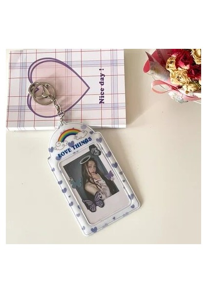Beyaz Stil Sharkbang Lovly Leopard Baskı Kartı Kapak 2 Cep Polaroid Fotoğraf Tutucu Otobüs Banka Kartları Koruyucu Kılıf Keychaool Kırtasiye (Yurt Dışından)