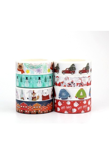 NO.1020 Stili Yeni M Sevimli Kutup Ayısı Penguen Kar Tanesi Ren Geyiği Kırmızı Kamyonlar Noel Ağacı Maskeleme ile Washi Bant Seti Dekor Kırtasiye (Yurt Dışından) fırsatları