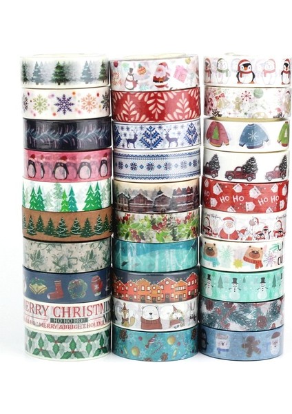 NO.1020 Stili Yeni M Sevimli Kutup Ayısı Penguen Kar Tanesi Ren Geyiği Kırmızı Kamyonlar Noel Ağacı Maskeleme ile Washi Bant Seti Dekor Kırtasiye (Yurt Dışından) indirimleri