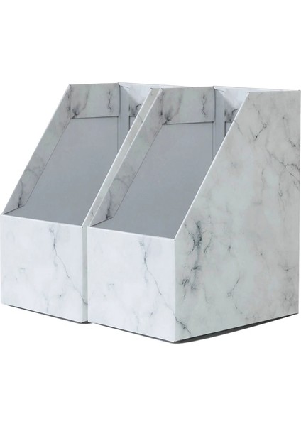 M Tarzı Katlanabilir Dosya Tutucu Mermer Gazete Kutusu Masa Üstü Organizatör Dergi Bookend Beyaz Oluklu Kağıt Ofis Kırtasiye (2 Adet) (Yurt Dışından)