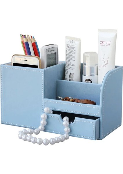 Mavi Stil Çok Fonksiyonlu Masa Düzenleyici Kırtasiye Tutucu Kalem Standı Kalemlik Organizatör Ofis Aksesuarları Malzemeleri Saklama Kutusu (Yurt Dışından)