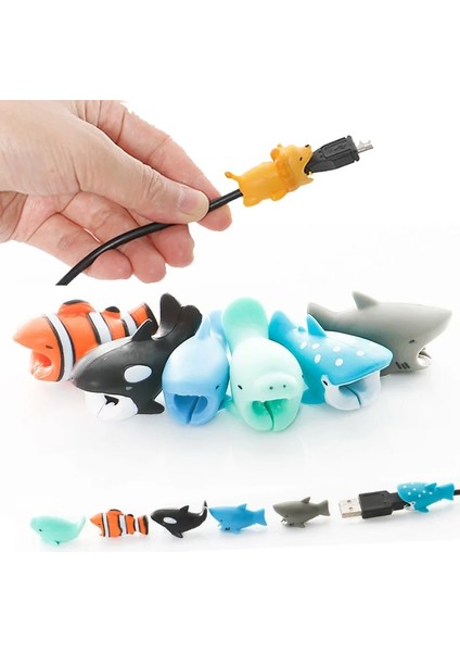 No.9 Stili Kablo Koruyucu Hayvan Sevimli Karikatür Isırmaları Sarıcı Organizatör USB Şarj Kablosu Kulaklık Kablosu Arkadaşlar Cep Telefonu Dekor Tel (Yurt Dışından)