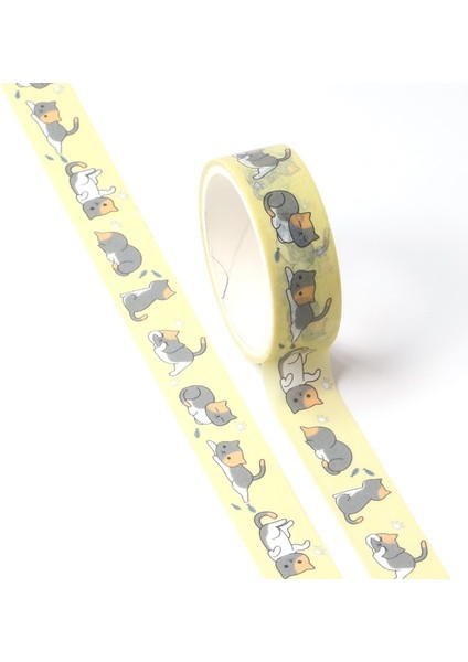 Sevimli Karikatür Tembel Kedi Maskeleme Washi Bant Dekoratif Yapışkan Bant Decora Diy Scrapbooking Sticker Etiket Kawaii Kırtasiye (Yurt Dışından) modelleri
