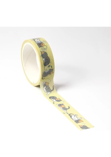 Sevimli Karikatür Tembel Kedi Maskeleme Washi Bant Dekoratif Yapışkan Bant Decora Diy Scrapbooking Sticker Etiket Kawaii Kırtasiye (Yurt Dışından) fırsatları