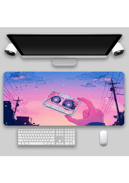No.9 Stili Şehir Sanat Bilgisayar Mouse Pad Oyun Mousepad Oyun Büyük Mouse Pad Pembe Mause Halı Pc Masası Oyun Mat Klavye Sümen (Yurt Dışından)