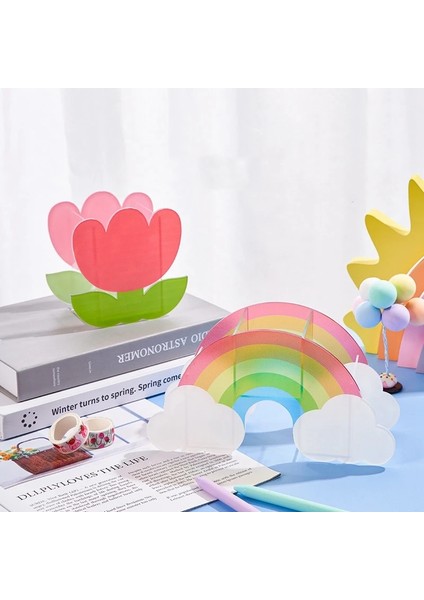 OSS23128XRZ Stili Sevimli Kaktüs Gökkuşağı Şekli Akrilik Kalemlik Çok Bölmeli Kalem Kutusu Çocuklar Masaüstü Kırtasiye Organizatör Okul Ofis Için (Yurt Dışından) fırsatları