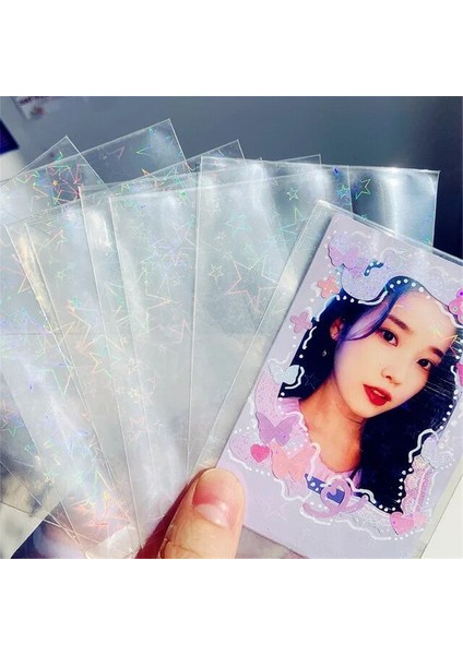 Büyük Yıldız Tarzı Idol Kartpostal Koruyucu Lazer Fotoğraf Albümleri Kollu Kadın Erkek Kımlık Kredi Kartı Tutucu Pvc Şeffaf Kartvizit Çantası (Yurt Dışından)