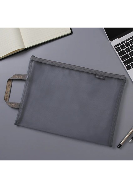 Gri-A4-05 Stili A4 A5 Basit Şeffaf Çift Örgü Çanta Kalem Kutusu Ofis Öğrenci Kalem Kutuları Naylon Kalem Kutusu Okul Malzemeleri Kalem Kutusu (Yurt Dışından)