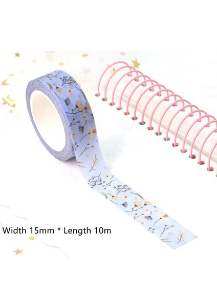 B469 Stili 2022 Yeni M Bahar Yıldızlı Gökyüzü Kelebekler Sütlü Çay Çiçekler Leopar Baskılı Maskeleme Bandı Scrapbooking Kırtasiye Washi Bant (Yurt Dışından)