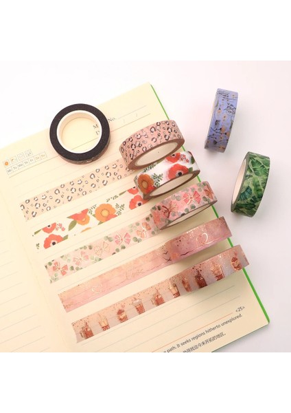 B469 Stili 2022 Yeni M Bahar Yıldızlı Gökyüzü Kelebekler Sütlü Çay Çiçekler Leopar Baskılı Maskeleme Bandı Scrapbooking Kırtasiye Washi Bant (Yurt Dışından)