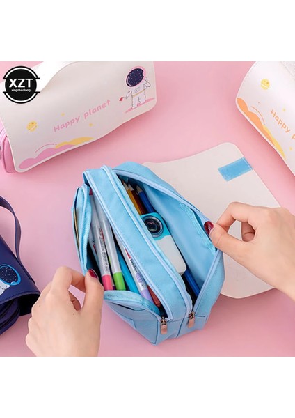 Turuncu Tarzı Uzay Astronot Taşınabilir Kalem Kutusu Sevimli Karikatür Çocuk Kırtasiye Çantası Büyük Kapasiteli Saklama Çantası Okul Studen Tuval Kalem Çantası (Yurt Dışından) modelleri