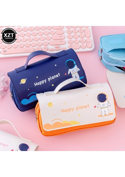 Turuncu Tarzı Uzay Astronot Taşınabilir Kalem Kutusu Sevimli Karikatür Çocuk Kırtasiye Çantası Büyük Kapasiteli Saklama Çantası Okul Studen Tuval Kalem Çantası (Yurt Dışından) fırsatları
