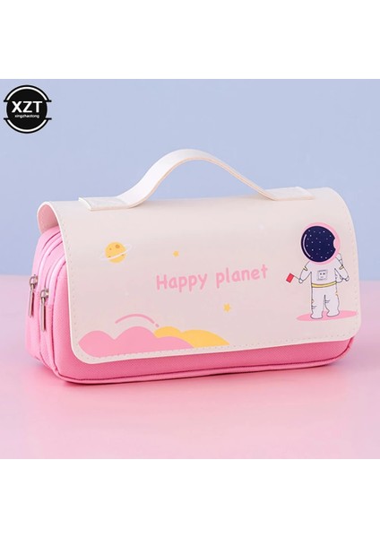 Turuncu Tarzı Uzay Astronot Taşınabilir Kalem Kutusu Sevimli Karikatür Çocuk Kırtasiye Çantası Büyük Kapasiteli Saklama Çantası Okul Studen Tuval Kalem Çantası (Yurt Dışından) indirimleri