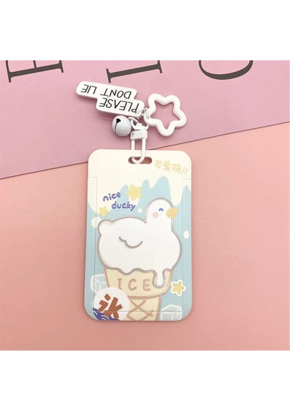 B-Ördek Stili Çocuklar Için Kawaii Kart Tutucu Fotocard Tutucu Kredi Kimlik Banka Kartı Fotoğraf Ekran Tutucu Otobüs Kartı Koruyucu Kılıf Kolye Anahtarlık (Yurt Dışından)