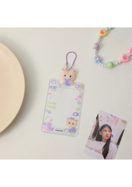 Pembe Tarzı Koreaard Tutucu Kol Sevimli Pvc Karikatür Kız Fotoğraf Ekran Kolye Yıldız Takip Albümü Kart Çantası (Yurt Dışından)