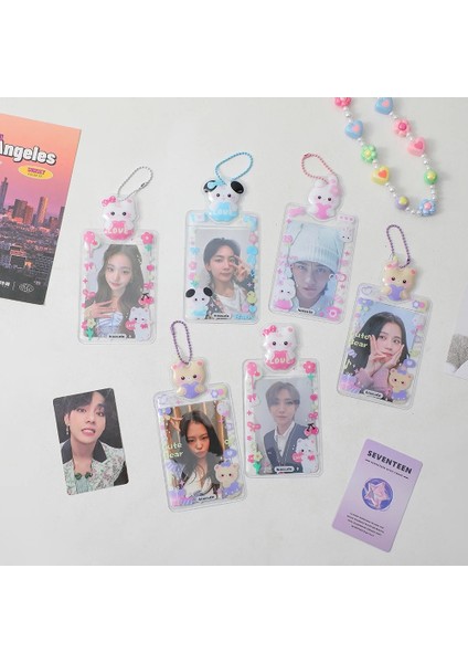 Pembe Tarzı Koreaard Tutucu Kol Sevimli Pvc Karikatür Kız Fotoğraf Ekran Kolye Yıldız Takip Albümü Kart Çantası (Yurt Dışından) fiyatları