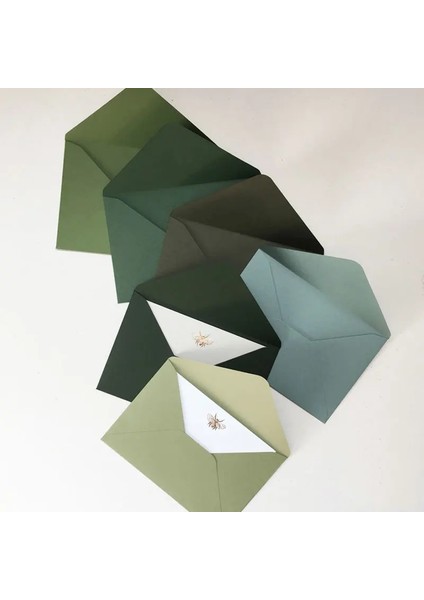 Mor Tarzı (5 Adetlot) Yeşil Renk Serisi Sanat Kağıt Zarflar Japon Rosa Kağıt Tebrik Kartı Zarfları (Yurt Dışından) fırsatları
