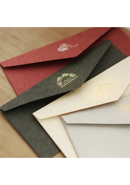 Koyu Yeşil Tarzı 5 Adetlot Vintage Altın Davetiyeler Için Zarflar Kraft Kağıt Hediye Kartı Pencere Zarf Düğün Mektup Seti Mailer Kırtasiye (Yurt Dışından) fırsatları