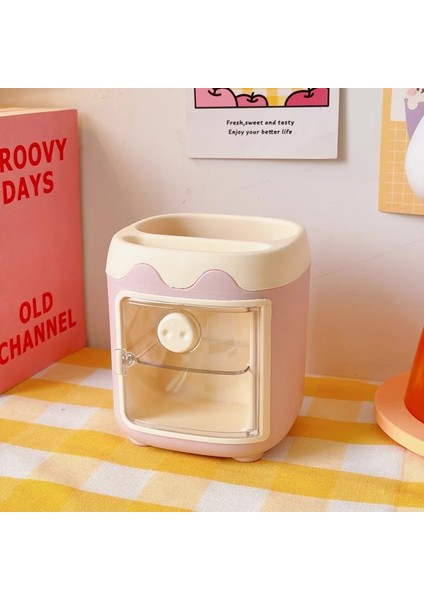 Pembe Tarzı 1 Adet Kawaii Domuz Kalem Kalem Tutucu Fırça Saklama Kabı Masa Düzenleyici Çok Fonksiyonlu Washi Bant Kırtasiye Ofis Malzemeleri (Yurt Dışından)