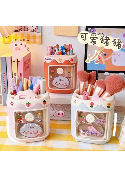 Pembe Tarzı 1 Adet Kawaii Domuz Kalem Kalem Tutucu Fırça Saklama Kabı Masa Düzenleyici Çok Fonksiyonlu Washi Bant Kırtasiye Ofis Malzemeleri (Yurt Dışından) fiyatları