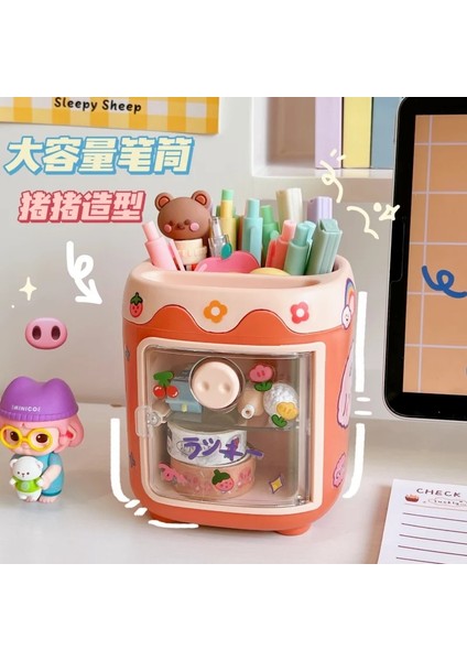 Pembe Tarzı 1 Adet Kawaii Domuz Kalem Kalem Tutucu Fırça Saklama Kabı Masa Düzenleyici Çok Fonksiyonlu Washi Bant Kırtasiye Ofis Malzemeleri (Yurt Dışından) modelleri