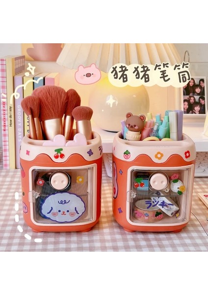 Pembe Tarzı 1 Adet Kawaii Domuz Kalem Kalem Tutucu Fırça Saklama Kabı Masa Düzenleyici Çok Fonksiyonlu Washi Bant Kırtasiye Ofis Malzemeleri (Yurt Dışından) fırsatları