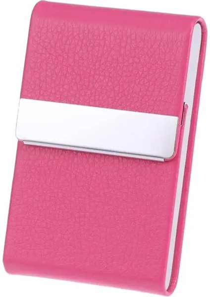 Gül Kırmızı Stili Büyük Kapasiteli Dikey Bölüm Işletme Adı Kartı Kredi Kartı Tutacağı Moda Unisex Ziyaret Kartı Kılıfı Metal Cüzdan Pu Deri Kutu (Yurt Dışından)