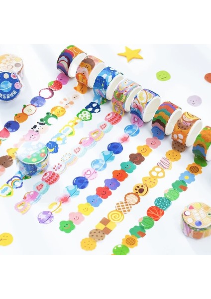 Bir Stil Rulo Sevimli Karikatür Çıkartmalar Dekoratif Washi Bant Maskeleme Bandı Scrapbooking Çıkartmalar Okul Ofis Kırtasiye (Yurt Dışından) modelleri
