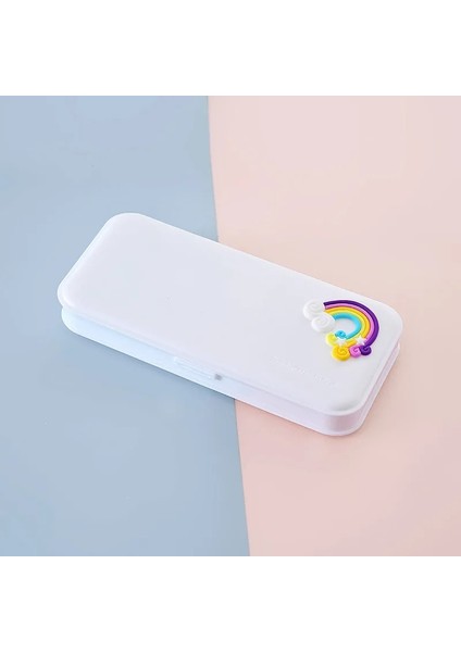 Gökkuşağı Tarzı Kırtasiye Çıkartmalar Plastik Saklama Kutusu Organizatör Konteyner Sanat Alet Çantası Zanaat Masaüstü Taşınabilir Kalem Kutusu (Yurt Dışından)