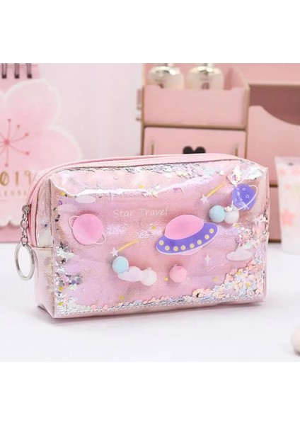 Beyaz Stil Yıldız Kalem Kutusu Glitter Büyük Kapasiteli Kalem Kutusu Okul Kalem Makyaj Çantası Malzemeleri Kalem Çantası Okul Kutusu Kalem Kılıfı Kırtasiye (Yurt Dışından)