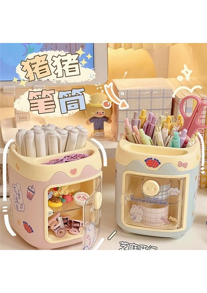 Bu Tarzı 1 Adet Kawaii Domuz Kalem Kalem Tutucu Fırça Saklama Kabı Masa Düzenleyici Çok Fonksiyonlu Washi Bant Kırtasiye Ofis Malzemeleri (Yurt Dışından) fırsatları