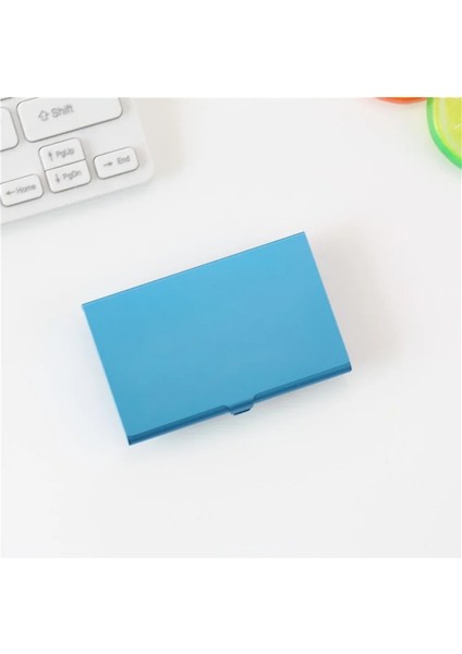 Mavi Stil Lazer Kazınmış Logo Kartvizit Kutusu Paslanmaz Çelik Alüminyum Tutucu Metal Kutu Kapağı Kredi Kartvizitlik Kart Cüzdanı (Yurt Dışından)