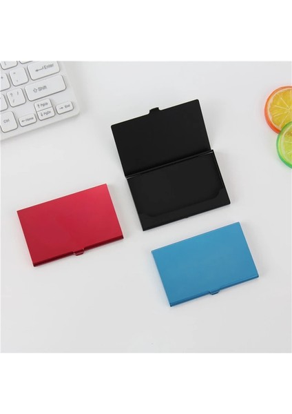 Mavi Stil Lazer Kazınmış Logo Kartvizit Kutusu Paslanmaz Çelik Alüminyum Tutucu Metal Kutu Kapağı Kredi Kartvizitlik Kart Cüzdanı (Yurt Dışından) fırsatları