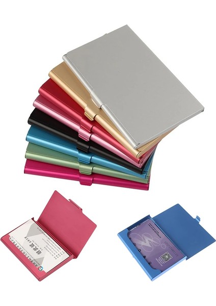 Gümüş Tarzı Lüks Alüminyum Alaşımlı Kartvizitlik Metal Kutu Kapağı Erkek Kadın Cüzdan Cep Kartvizitlik Kredi Kartı Kimlik Durumda Renkli (Yurt Dışından) fiyatları