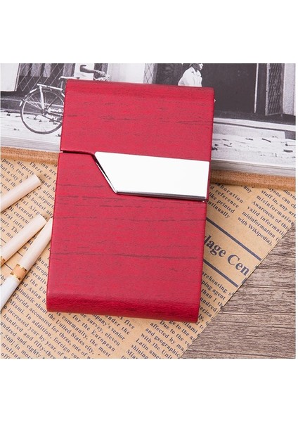 Kırmızı Stil Lazer Kazınmış Logo Lüks Pu Alüminyum Kart Sahibinin Kadın Erkek Metal Kredi Kartı Kartvizit Sahipleri Organizatör Çanta Cüzdan (Yurt Dışından)