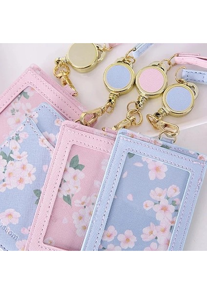 Mavi Stil Kawaii Sakura Kart Tutucu Kordon Fotoğraf Kartları Kımlık Kartvizitlik Taşınabilir Kart Durumda Kore Kırtasiye Ofis Malzemeleri (Yurt Dışından) fiyatları