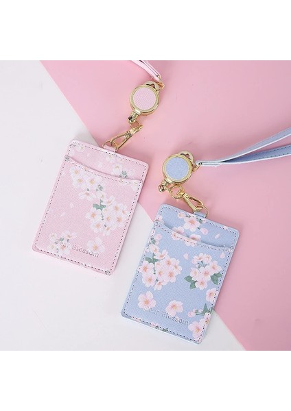 Mavi Stil Kawaii Sakura Kart Tutucu Kordon Fotoğraf Kartları Kımlık Kartvizitlik Taşınabilir Kart Durumda Kore Kırtasiye Ofis Malzemeleri (Yurt Dışından) fırsatları