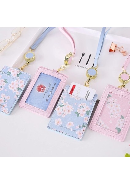 Mavi Stil Kawaii Sakura Kart Tutucu Kordon Fotoğraf Kartları Kımlık Kartvizitlik Taşınabilir Kart Durumda Kore Kırtasiye Ofis Malzemeleri (Yurt Dışından) indirimleri