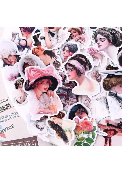 Retro Kız Kağıt Çıkartmalar El Sanatları ve Scrapbooking Çıkartmaları Çocuk Oyuncakları Kitap Dekoratif Sticker Dıy Kırtasiye (Yurt Dışından)