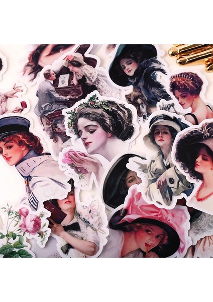 Retro Kız Kağıt Çıkartmalar El Sanatları ve Scrapbooking Çıkartmaları Çocuk Oyuncakları Kitap Dekoratif Sticker Dıy Kırtasiye (Yurt Dışından) fiyatları