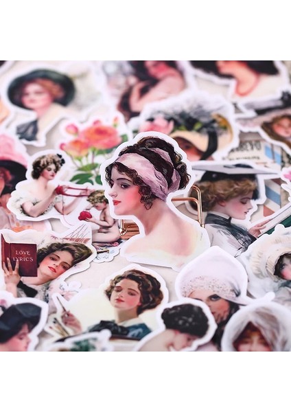 Retro Kız Kağıt Çıkartmalar El Sanatları ve Scrapbooking Çıkartmaları Çocuk Oyuncakları Kitap Dekoratif Sticker Dıy Kırtasiye (Yurt Dışından) fırsatları