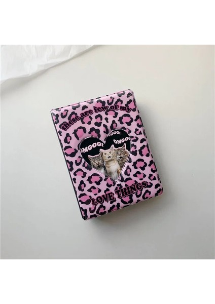Leopar Kedi Stili Sharkbang Kawaii 3 "kedi Kitaplık Çanta Toplamak Leopar Delikli Kalp Depolama Kartı Albümü Kartpostallar Organizatör Toplamak (Yurt Dışından)