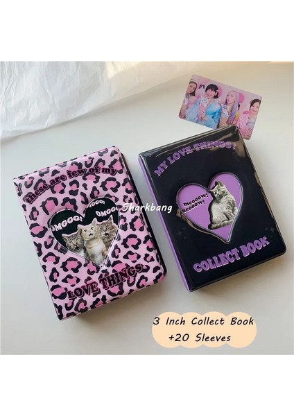 Leopar Kedi Stili Sharkbang Kawaii 3 "kedi Kitaplık Çanta Toplamak Leopar Delikli Kalp Depolama Kartı Albümü Kartpostallar Organizatör Toplamak (Yurt Dışından) fiyatları