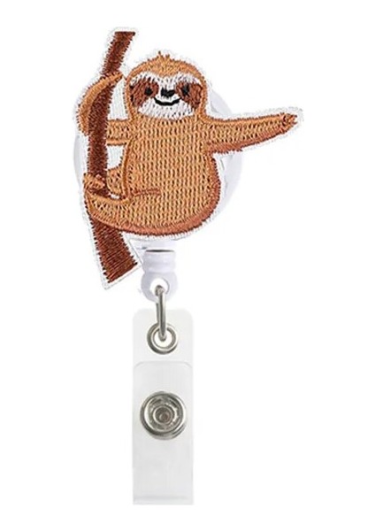 B Tarzı Sevimli Hayvan Tembellik Geri Çekilebilir Hemşire Rozet Makarası Klip Rozet Tutucu Öğrenciler Doktor Kimliği Keçe Nakış Kart Sahibinin (Yurt Dışından)