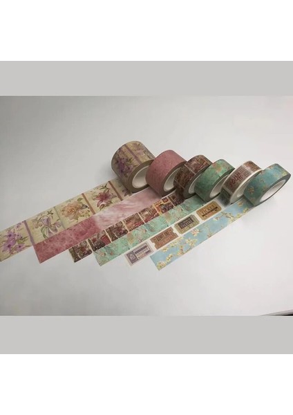 MT146 Büyük Fincan Stili Alideco Washi Maskeleme Bantları Retro Kahve Çiçek Dekoratif Yapışkanlı Scrapbooking Kendi Başına Yap Kağıdı Japon Çıkartmaları 1.5cm * 10M (Yurt Dışından) fırsatları