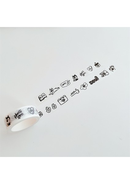 Bir Stil Kore Ins Karikatür Sevimli Ayı Dekoratif Bant Siyah Beyaz Kısa Vuruş Kawaii Sızdırmazlık Etiket Maskeleme Washi Bant Kırtasiye 5m (Yurt Dışından) fiyatları