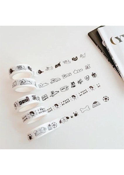 Bir Stil Kore Ins Karikatür Sevimli Ayı Dekoratif Bant Siyah Beyaz Kısa Vuruş Kawaii Sızdırmazlık Etiket Maskeleme Washi Bant Kırtasiye 5m (Yurt Dışından) modelleri