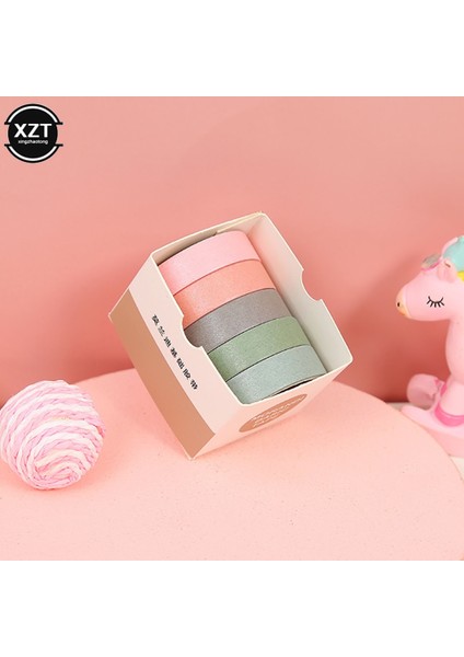Düz Renk 4 Stil 5 Rulo Düz Renk Washi Bant Düzenleyici Dekoratif Maskeleme Bandı Seti Sevimli Scrapbooking Yapışkan Bant Okul Kırtasiye (Yurt Dışından)